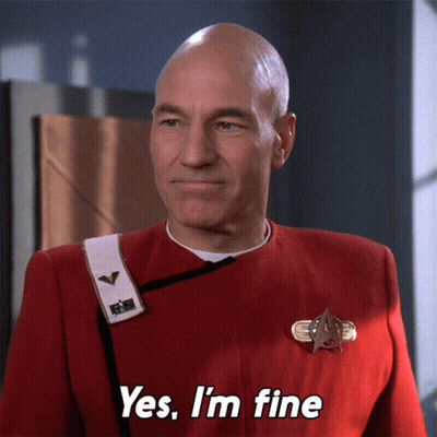 Man In Star Trek Uniform Says Yes I'm Fine GIF