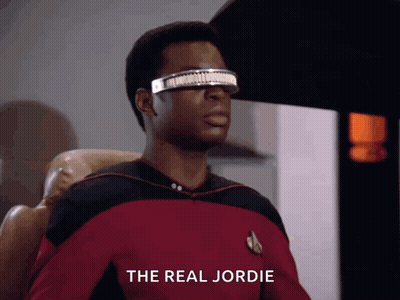 Man In Star Trek Uniform Wearing Futuristic Glasses GIF