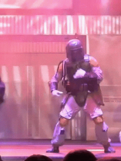 Man In Star Wars Costume Dancing On Stage GIF