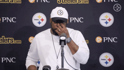 Man In Steelers Hat Covering Face GIF