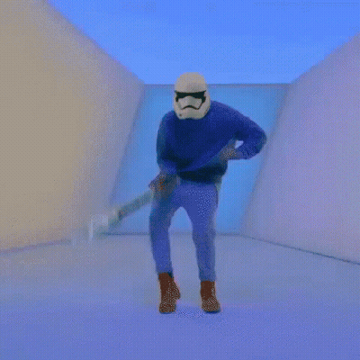 Man In Stormtrooper Helmet Dancing GIF