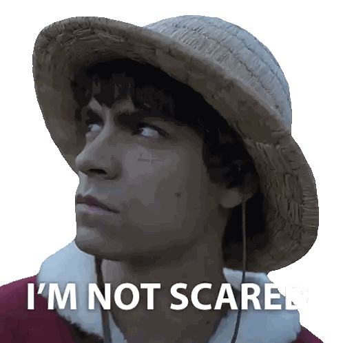 Man In Straw Hat Saying I'm Not Scared Sticker