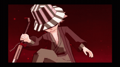 Man In Striped Hat With Sword GIF