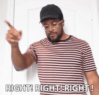 Man in Striped Shirt and Black Hat Saying Right Right Right