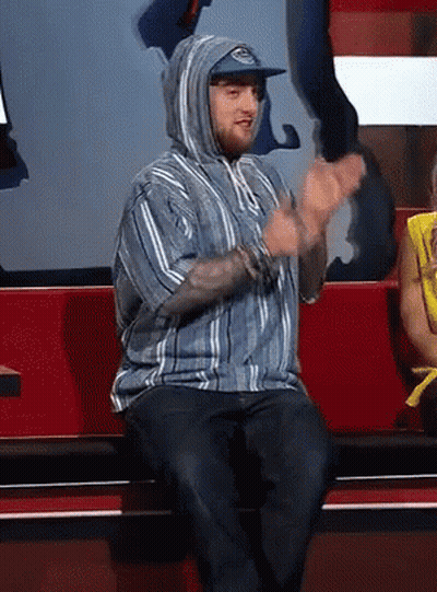 Man In Striped Shirt And Hoodie Clapping GIF