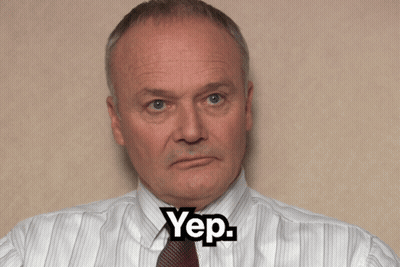 Man In Striped Shirt And Tie With Yep On Face GIF