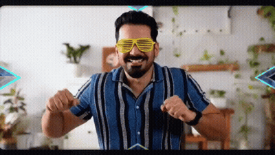 Man In Striped Shirt And Yellow Sunglasses GIF