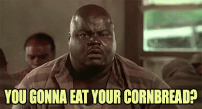 Man In Striped Shirt Asking If He Can Eat Cornbread GIF