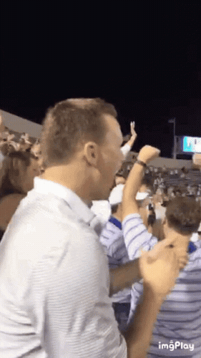 Man In Striped Shirt At Baseball Game GIF