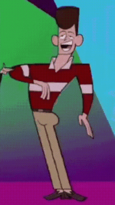 Man In Striped Shirt Dancing Laughing GIF