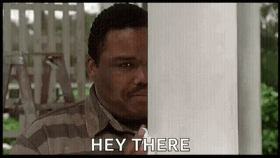 Man In Striped Shirt Peeking Saying Hey GIF