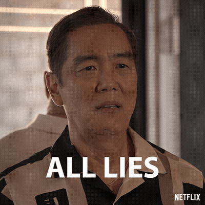 Man In Striped Shirt Says All Lies On Netflix Ad GIF