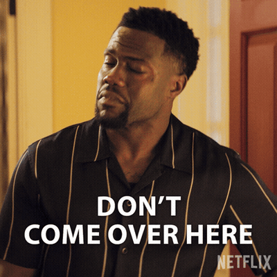 Man In Striped Shirt Says Don't Come Over Here GIF