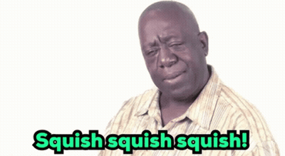 Man In Striped Shirt Says Squish Squish Squish GIF