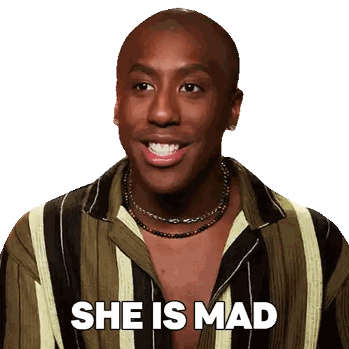 Man In Striped Shirt Smiling She Is Mad Sticker