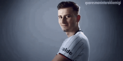 Man In Striped Shirt With Valde Smiling GIF