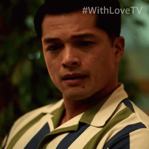Man In Striped Shirt With #Withlovetv GIF