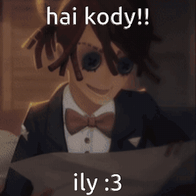 Man In Suit And Bow Tie Holding Paper Saying Hai Kody GIF