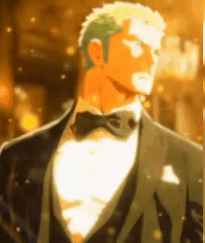 Man In Suit And Bow Tie Outside Building GIF