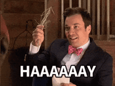 Man In Suit And Bow Tie Saying Haaay With Hay GIF