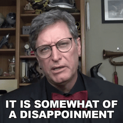 Man In Suit And Bow Tie Says It Is Somewhat Of A Disappointment GIF