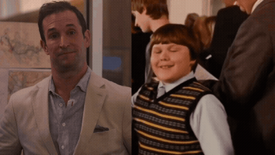 Man In Suit And Boy In Striped Vest GIF