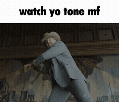 Man In Suit And Cowboy Hat Saying Watch Yo Tone Mf GIF