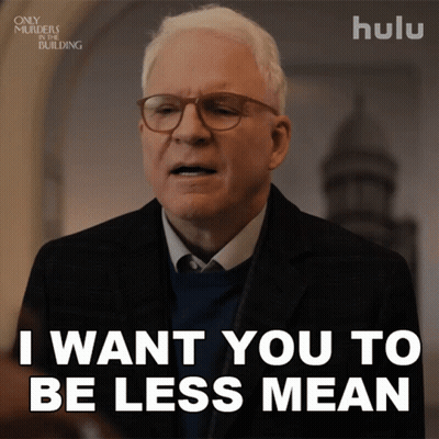 Man In Suit And Glasses Says Be Less Mean GIF