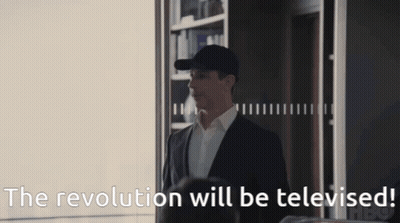 Man In Suit And Hat Saying The Revolution Will Be Televised GIF