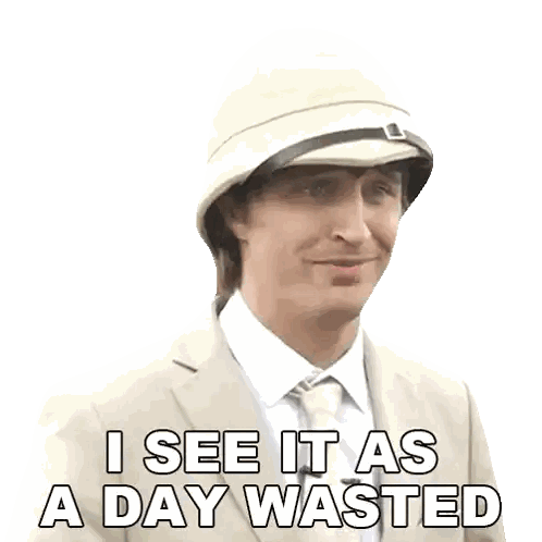 Man In Suit And Hat Says Wasted Day Sticker