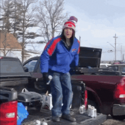 Man In Suit And Hat Standing In Front Of Stadium With Arms Crossed Says Papa B34r GIF