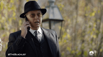 Man In Suit And Hat Talking On Cell Phone #Theblacklist GIF