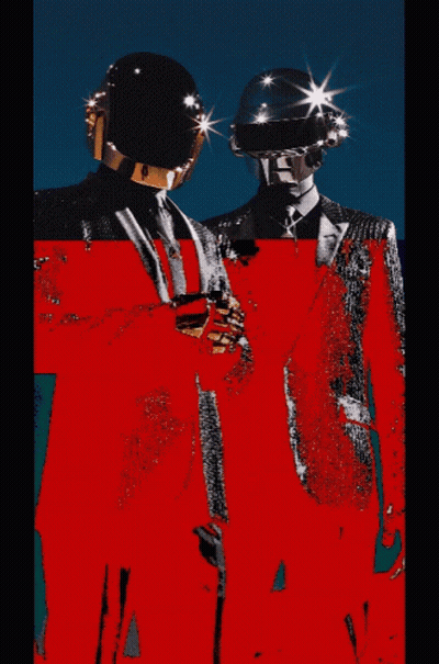 Man In Suit And Helmet Next To Man In Red Suit GIF
