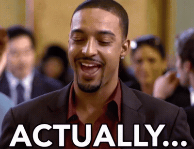 Man In Suit And Red Shirt Laughing Saying Actually GIF