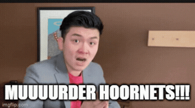 Man In Suit And Red Shirt Making Funny Face Saying Muuuurder Hoornets GIF