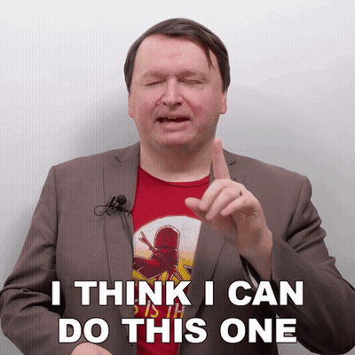 Man In Suit And Red Shirt Says I Think I Can Do This One GIF