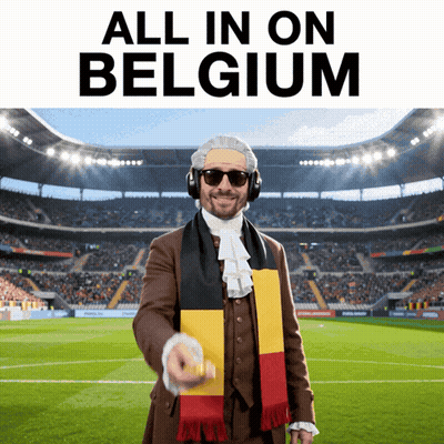 Man In Suit And Scarf All In On Belgium Soccer Field GIF