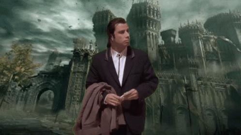 Man In Suit And Tie At Castle GIF