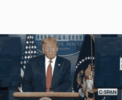 Man In Suit And Tie At Podium With White House Sign GIF