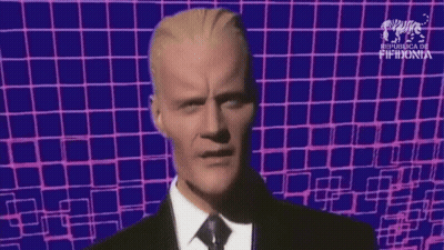 Man In Suit And Tie Blue Pink Checkered Background GIF