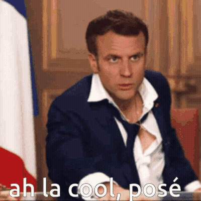 Man In Suit And Tie French Flag Ah La Cool Pose GIF