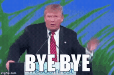 Man In Suit And Tie Giving Speech Says Bye Bye GIF