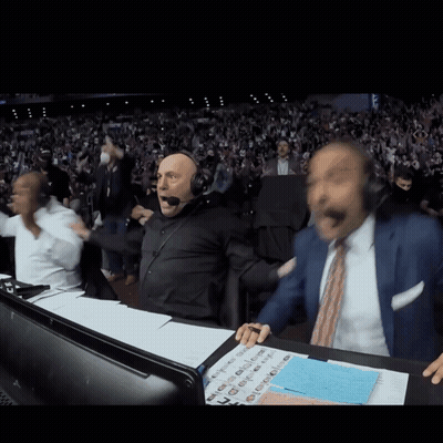 Man In Suit And Tie Headset Watching Game GIF