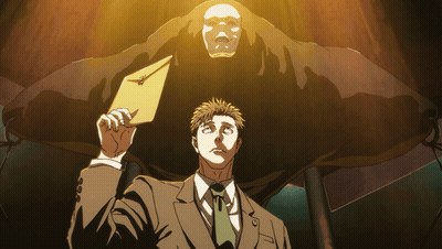 Man In Suit And Tie Holding Envelope GIF