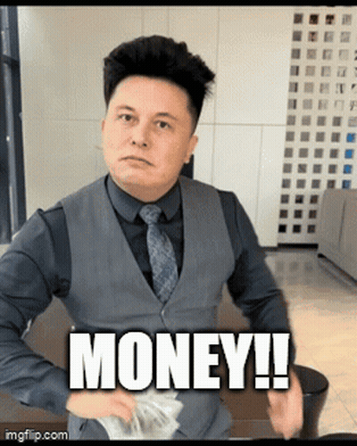 Man In Suit And Tie Holding Money Caption Money GIF
