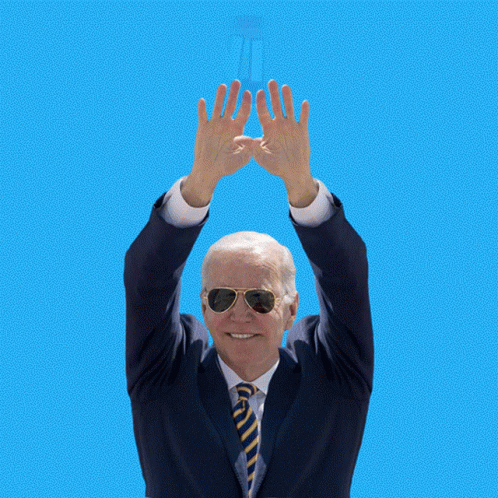 Man In Suit And Tie Holding Rainbow Saying Ter With Bill GIF