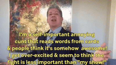 Man In Suit And Tie I'm A Self Important Annoying Cunt That Reads Words From Cards GIF