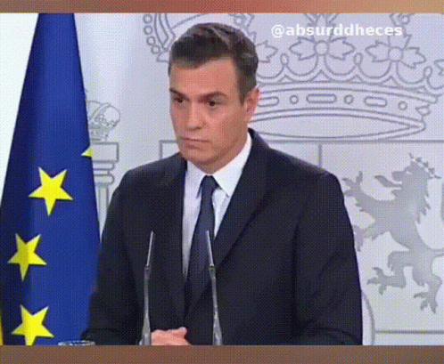 Man In Suit And Tie In Front Of Blue And Yellow Flag GIF
