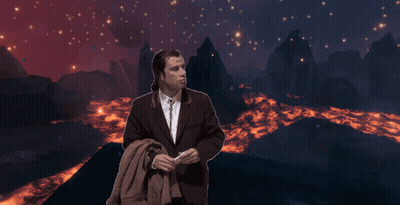 Man In Suit And Tie In Front Of Lava Field GIF