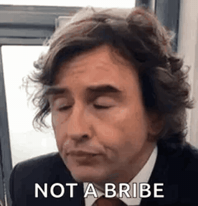 Man In Suit And Tie Making Funny Face Not A Bribe GIF